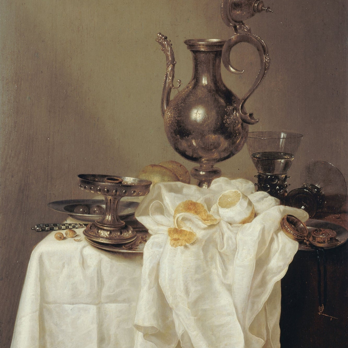 Still Life Oil Painting - Silver Ewer and Lemon - Oil Painting Haven