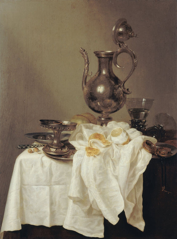 Still Life Oil Painting - Silver Ewer and Lemon - Oil Painting Haven