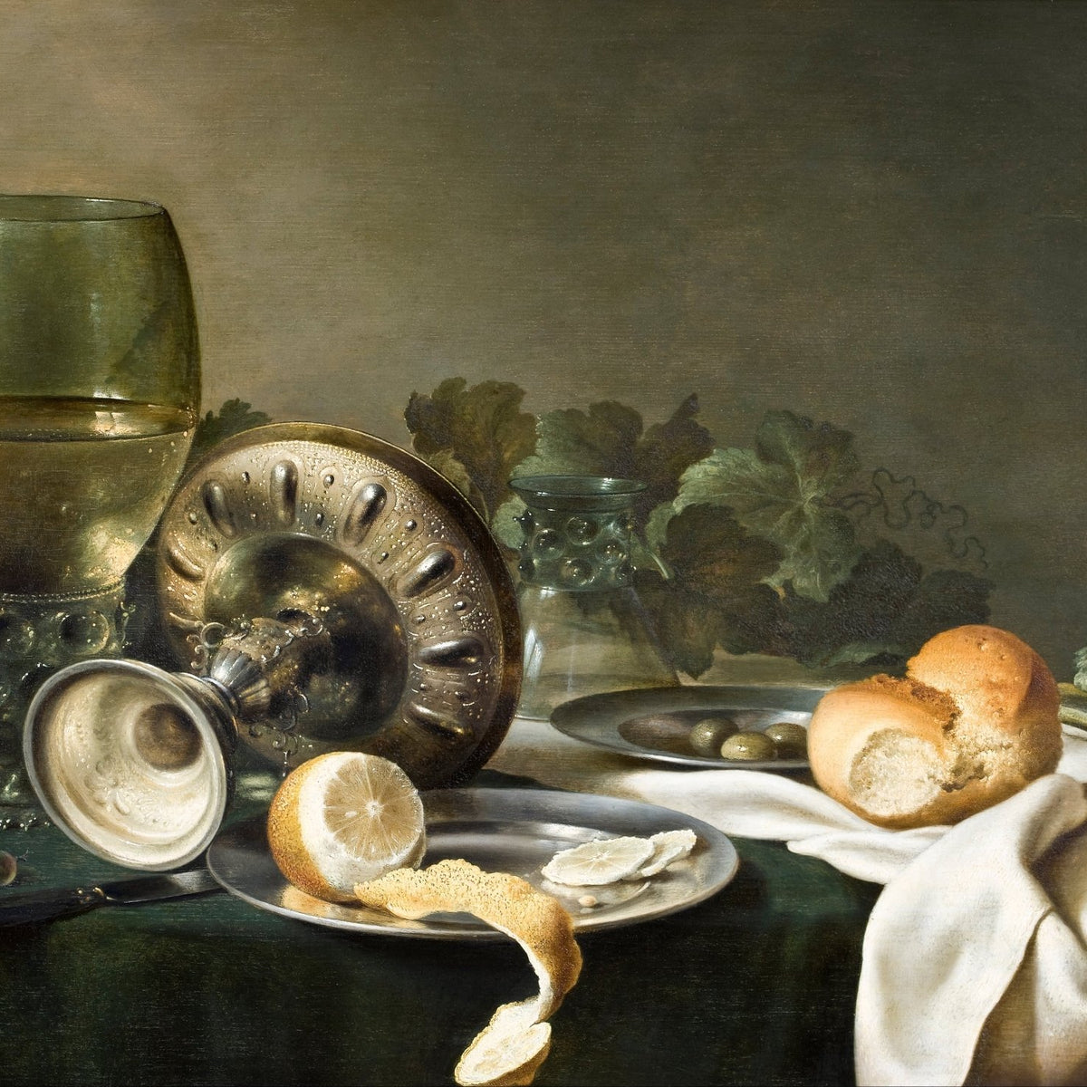 Still Life Oil Painting - Silver Goblet and Lemon - Oil Painting Haven