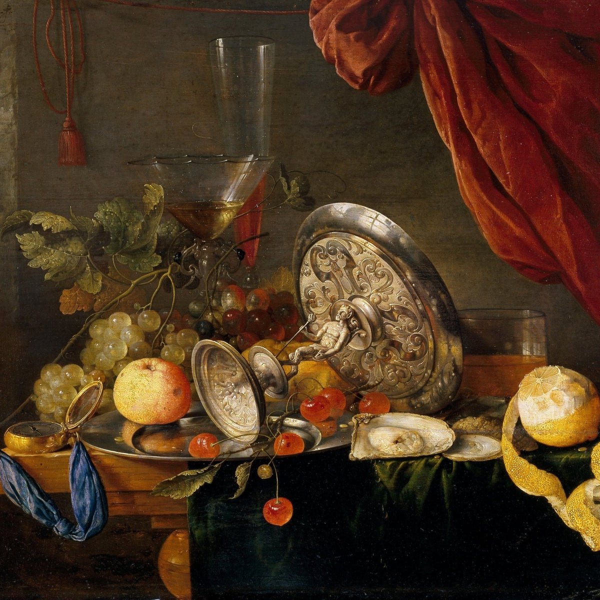 Still Life Oil Painting - Silver Tazza and Fruit - Oil Painting Haven