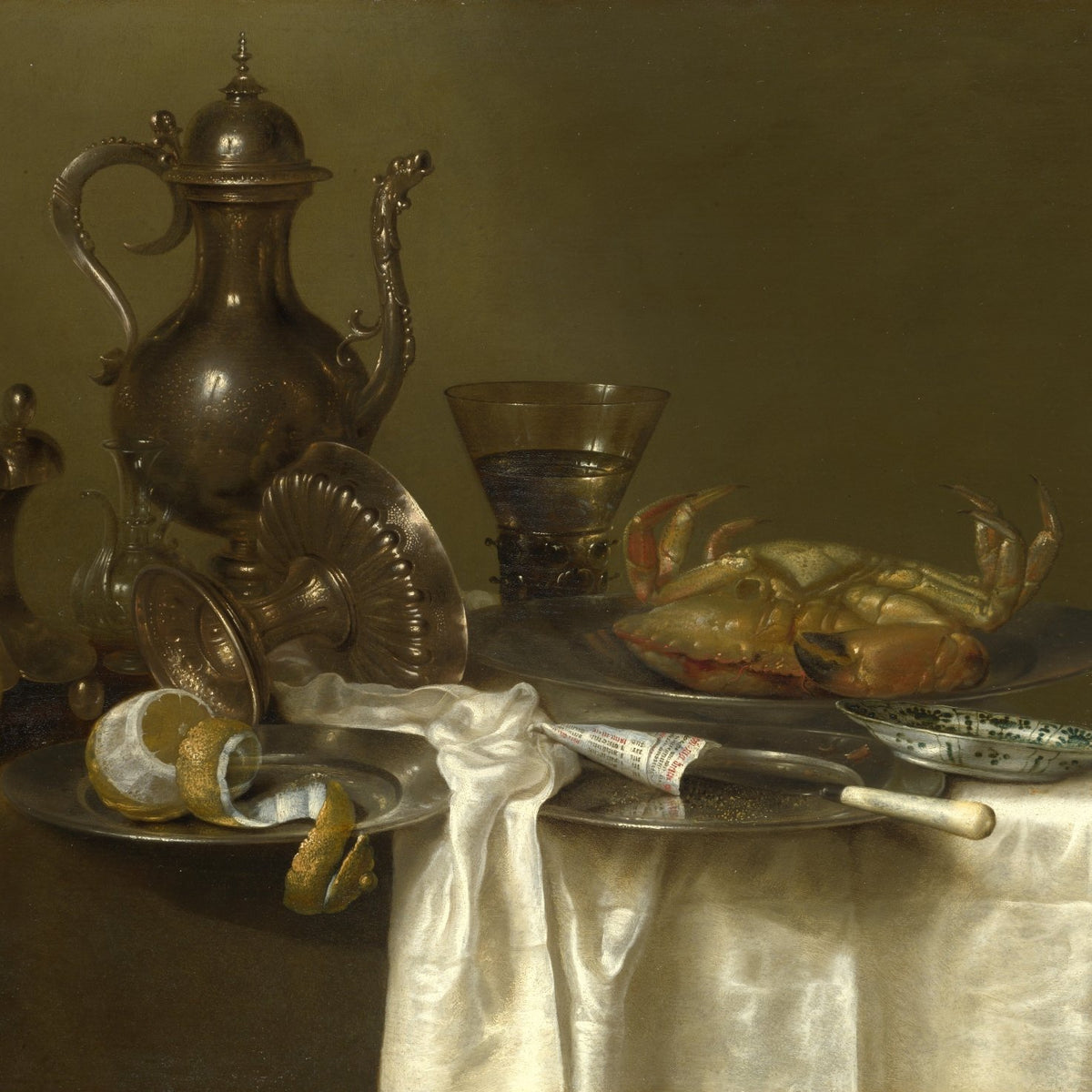Still Life Oil Painting - Silverware and Crab - Oil Painting Haven