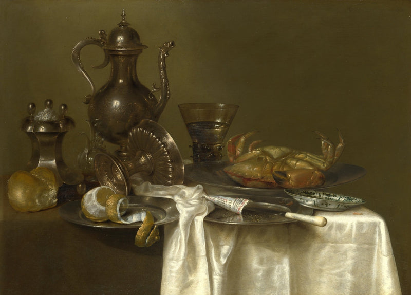 Still Life Oil Painting - Silverware and Crab - Oil Painting Haven