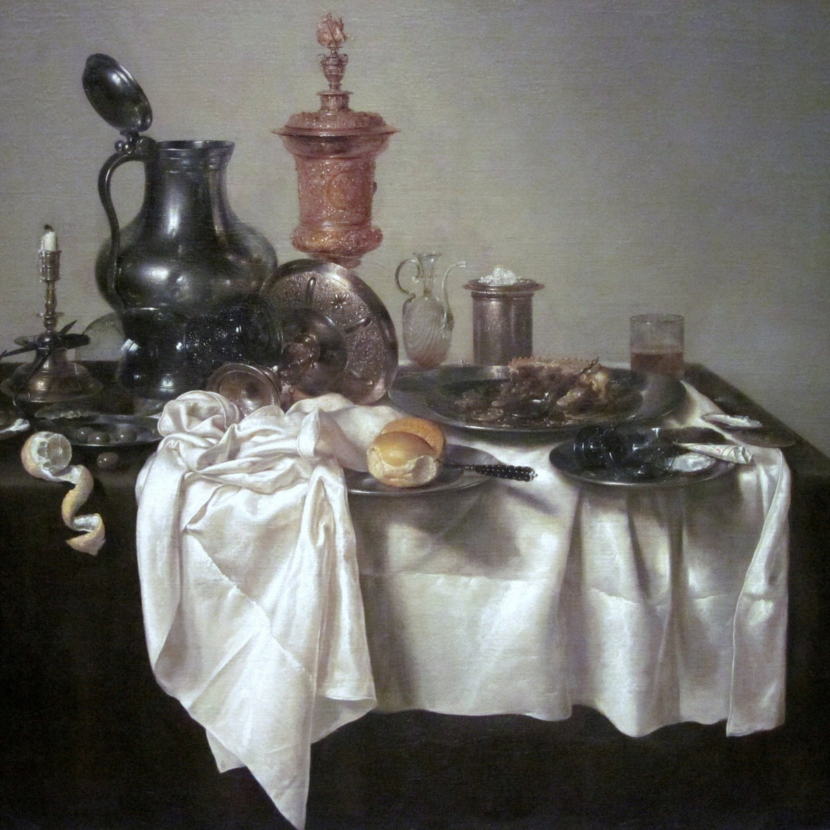 Still Life Oil Painting - Silverware and White Drapery - Oil Painting Haven