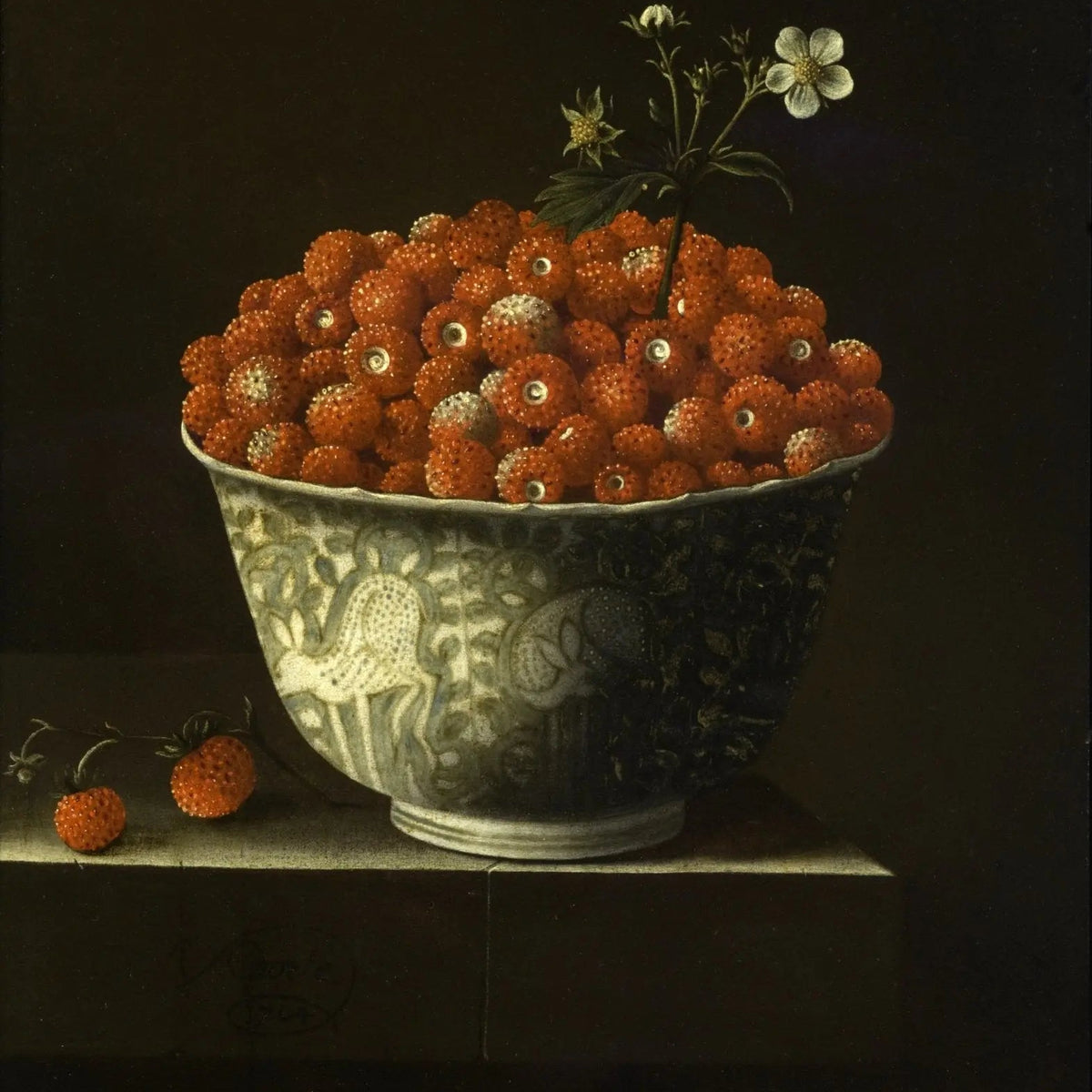 Still Life Oil Painting - Strawberries in Decorative Bowl - Oil Painting Haven
