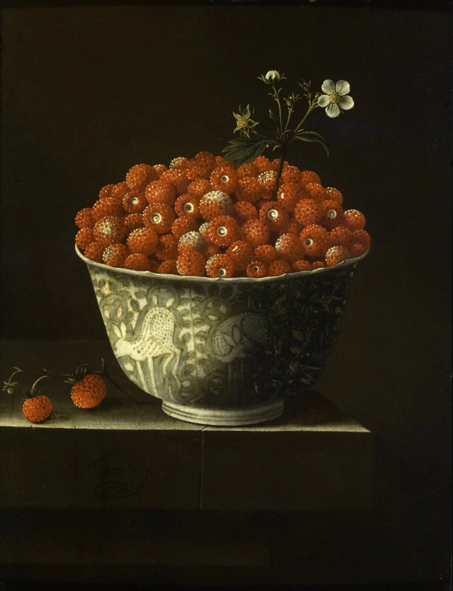 Still Life Oil Painting - Strawberries in Decorative Bowl - Oil Painting Haven