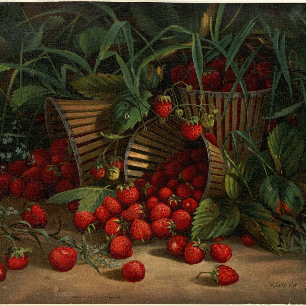 Still Life Oil Painting - Strawberries in Garden - Oil Painting Haven
