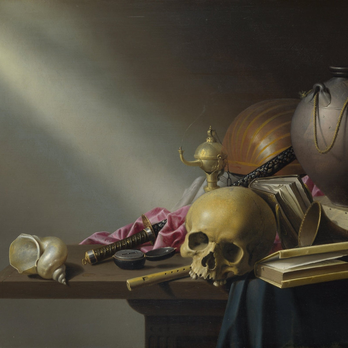 Still Life Oil Painting - Vanitas Skull and Books - Oil Painting Haven