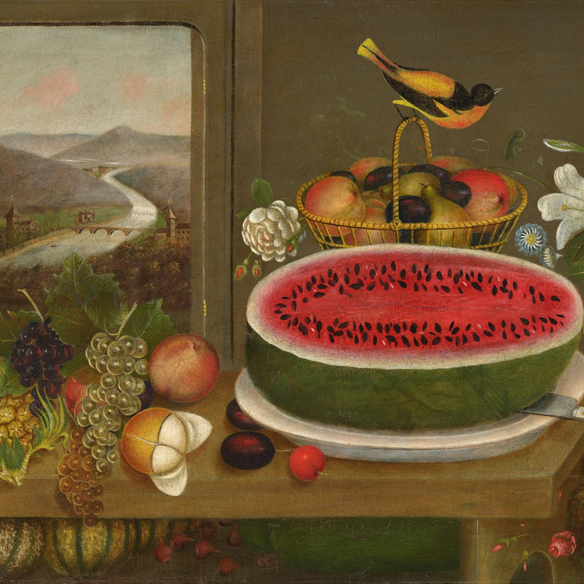 Still Life Oil Painting - Watermelon and Fruit - Oil Painting Haven
