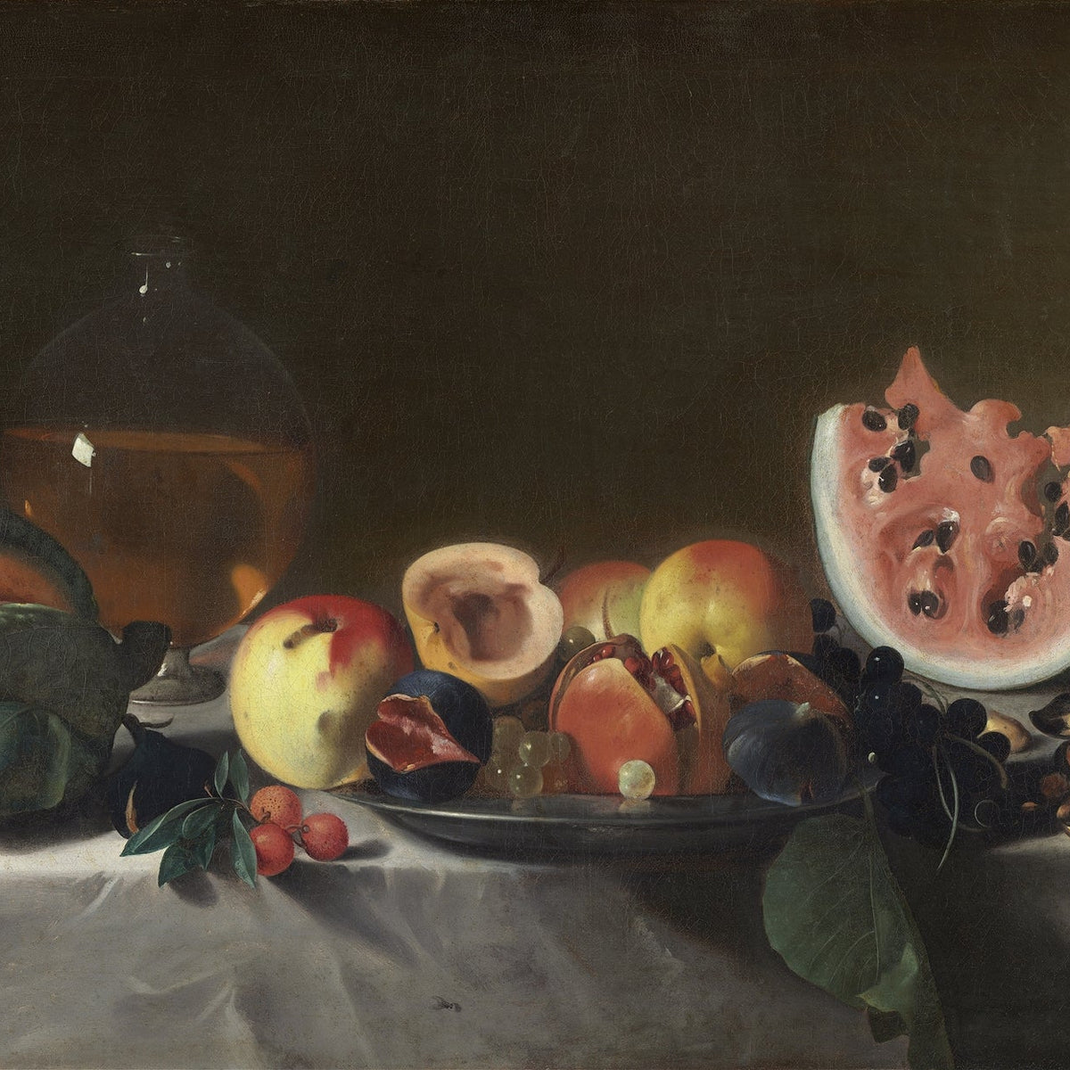 Still Life Oil Painting - Watermelon and Fruit Table - Oil Painting Haven