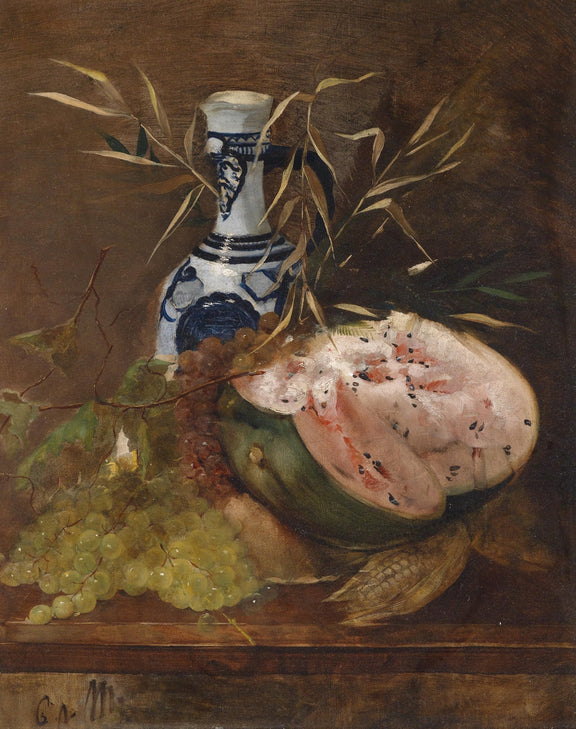 Still Life Oil Painting - Watermelon and Grapes - Oil Painting Haven