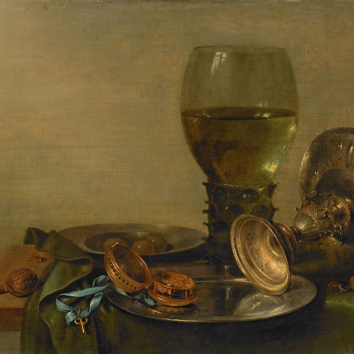 Still Life Oil Painting - Wine Glass and Silverware - Oil Painting Haven