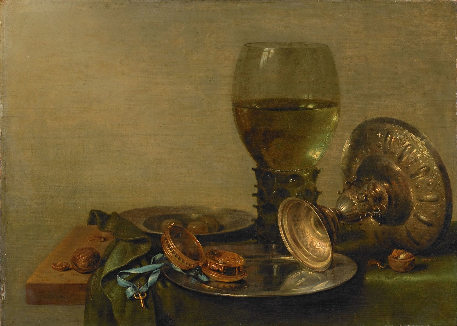Still Life Oil Painting - Wine Glass and Silverware - Oil Painting Haven