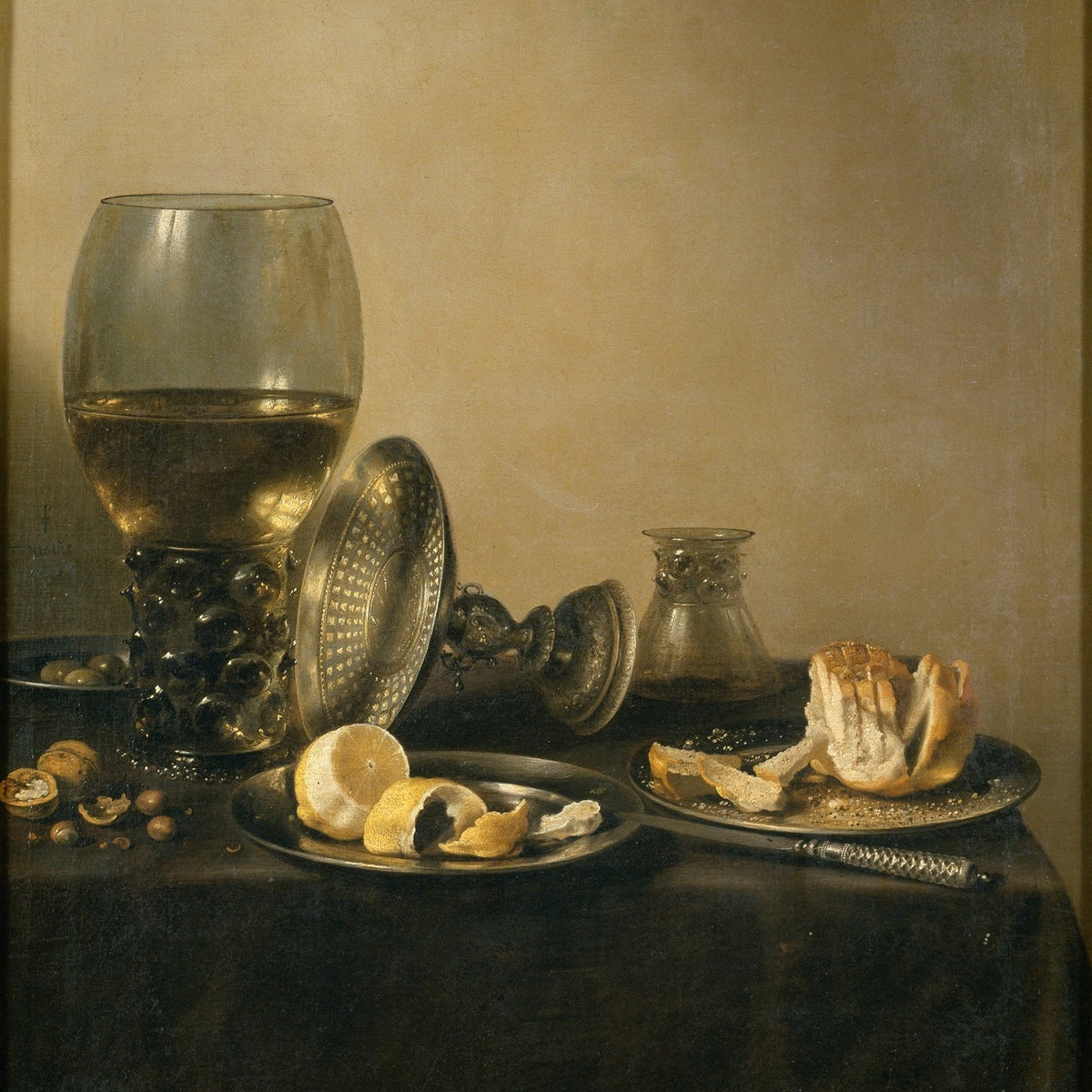 Still Life Oil Painting - Wine Goblet and Citrus - Oil Painting Haven