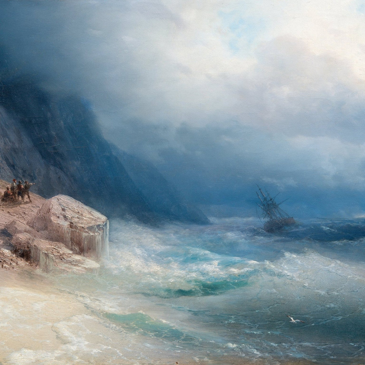 Stormy Sea and Cliffs – Hand - Painted Landscape Oil Painting - Oil Painting Haven