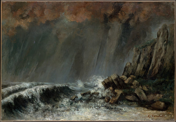 Stormy Sea Cliffs and Crashing Waves - Landscape Oil Painting - Oil Painting Haven