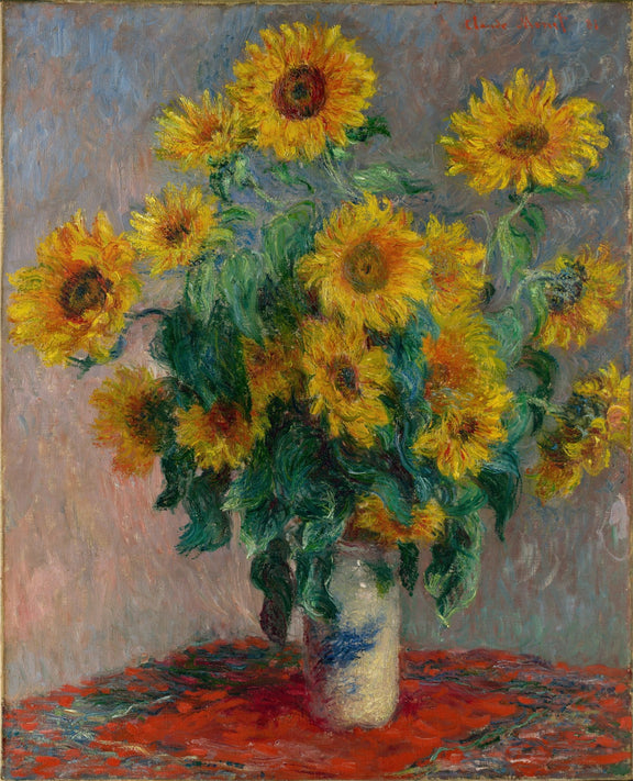Sunflower Bouquet in Vase, Hand - Painted Still Life – Floral Oil Painting - Oil Painting Haven