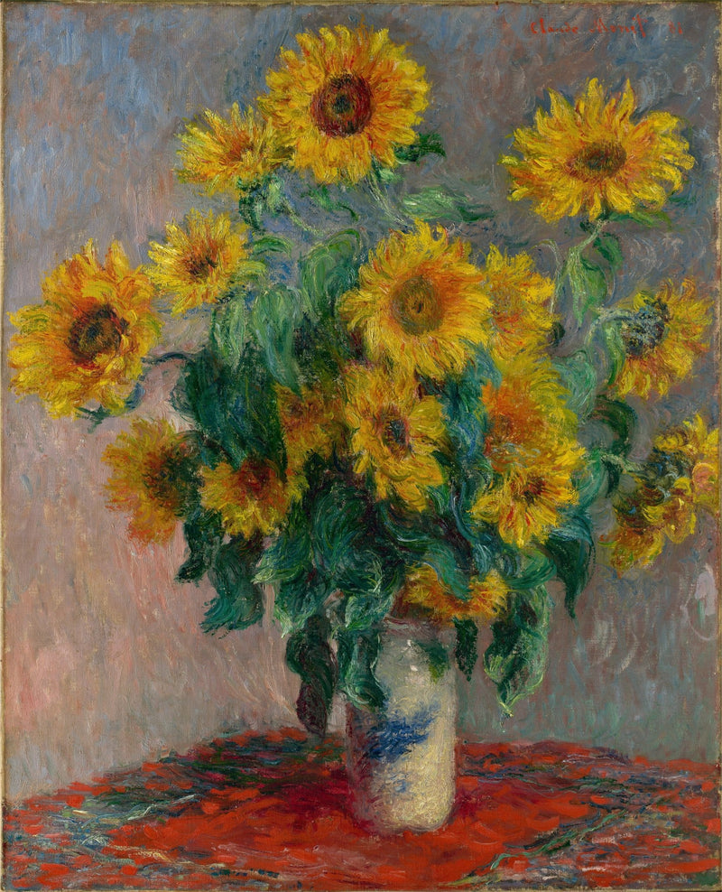 Sunflower Bouquet in Vase, Hand - Painted Still Life – Floral Oil Painting - Oil Painting Haven