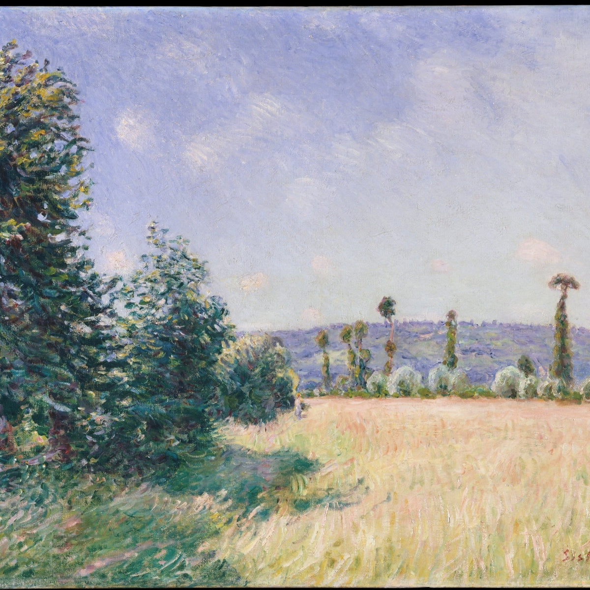 Sunny Meadow with Trees and Country Path - Landscape Oil Painting - Oil Painting Haven