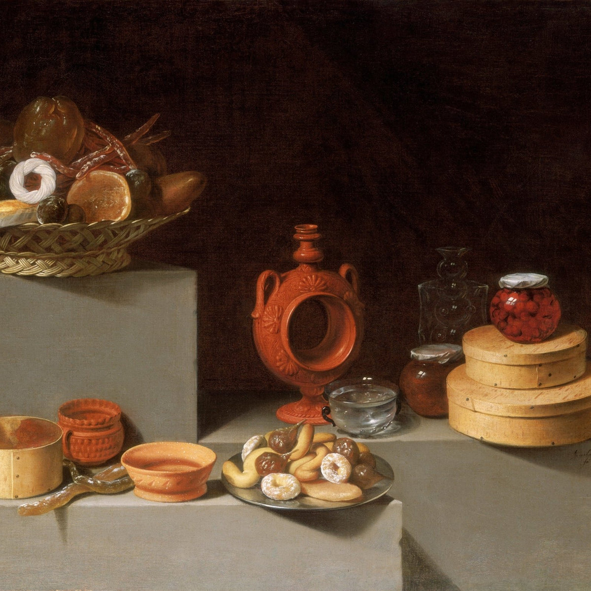 Terracotta Vessels and Sweets - Still Life Oil Painting - Oil Painting Haven