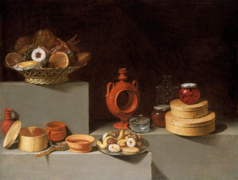 Terracotta Vessels and Sweets - Still Life Oil Painting - Oil Painting Haven