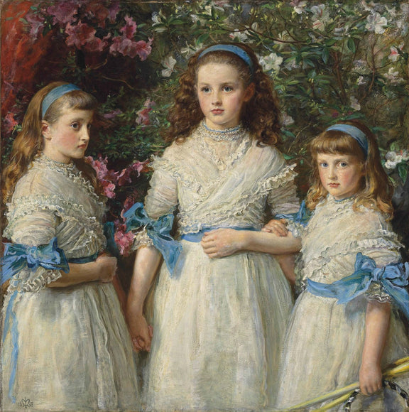 Three Victorian Girls in Garden Portrait - People Oil Painting - Oil Painting Haven