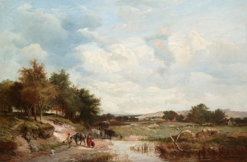 Travelers Along a Country Path by the Water – Landscape Oil Painting - Oil Painting Haven