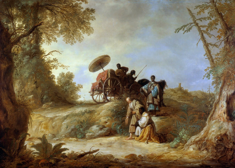 Travelers with Carriage in Countryside Scene - People Oil Painting - Oil Painting Haven