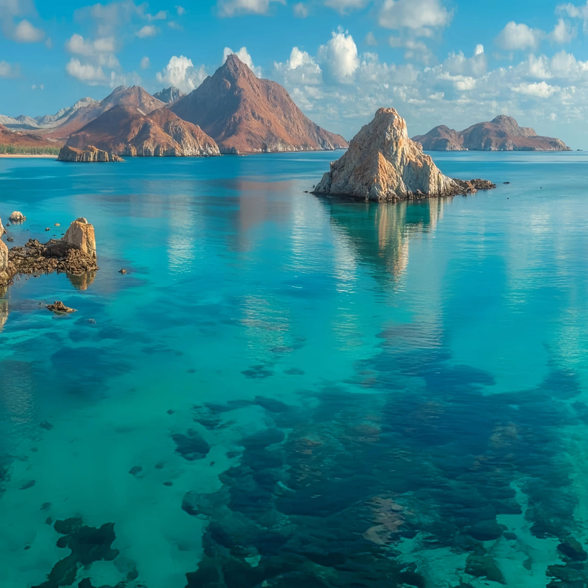 Turquoise Coastal Landscape Original Oil Painting For Sale - Oil Painting Haven