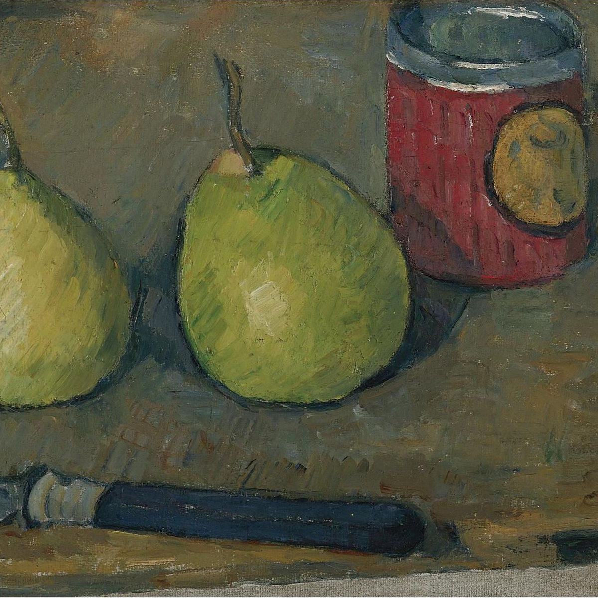 Two Pears with Cup and Knife - Still Life Oil Painting - Oil Painting Haven