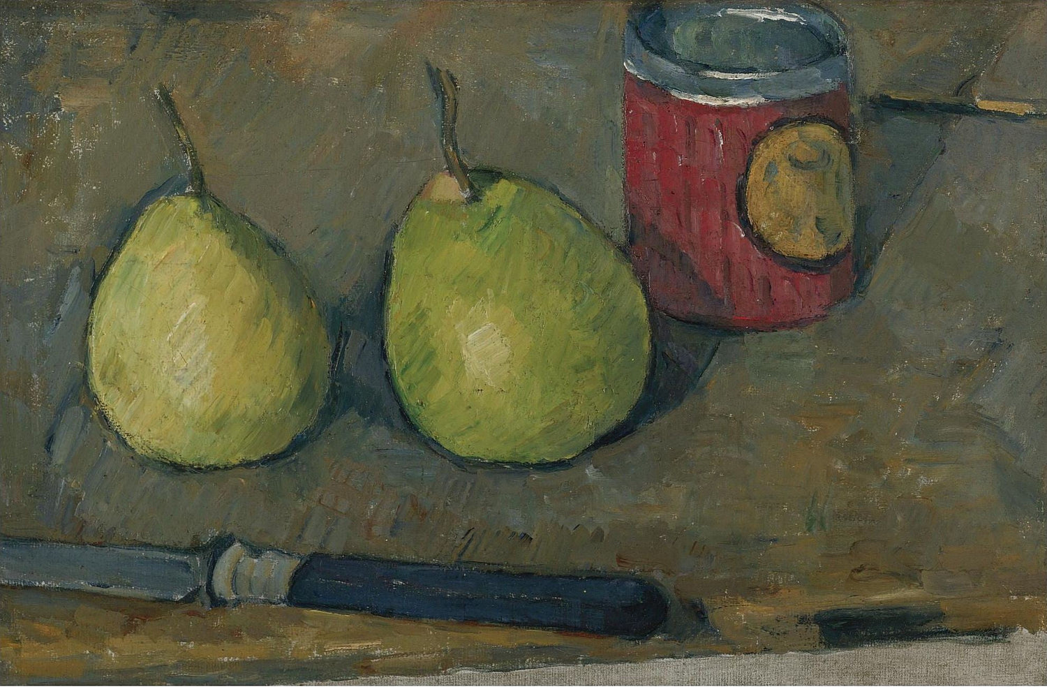 Two Pears with Cup and Knife - Still Life Oil Painting - Oil Painting Haven