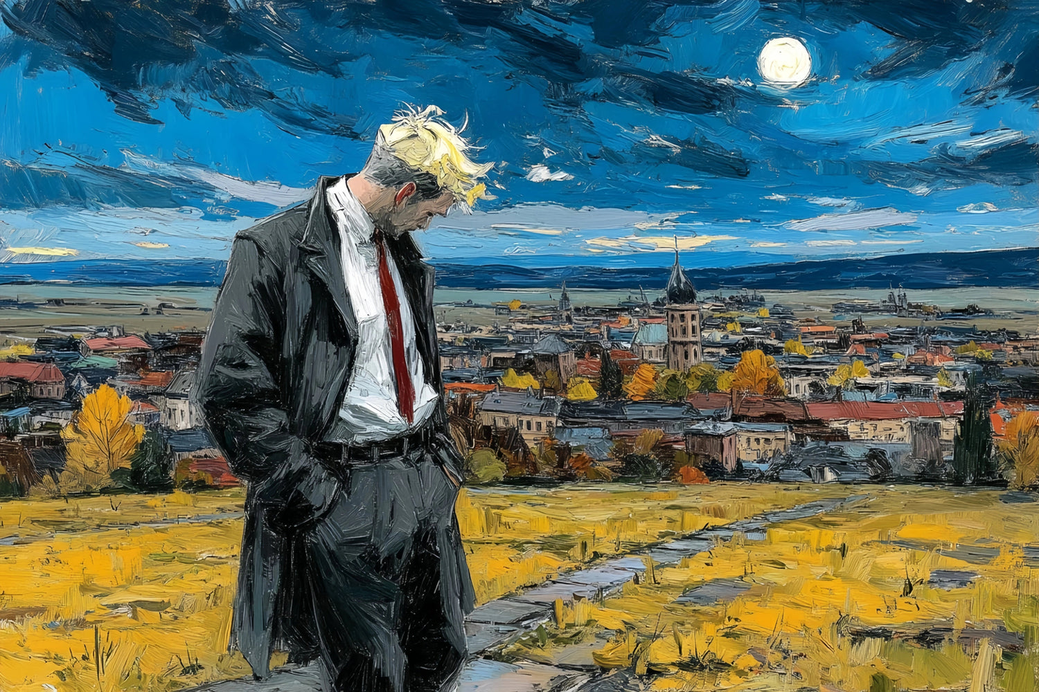 Urban Contemplation Original Oil Painting For Sale | City Art - Oil Painting Haven