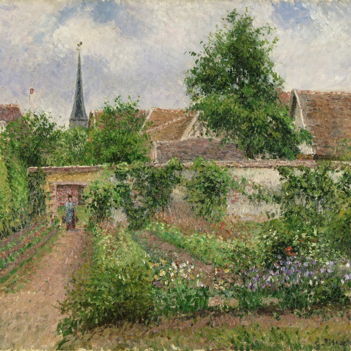 Hand-painted vegetable garden in eragny village landscape oil painting on canvas