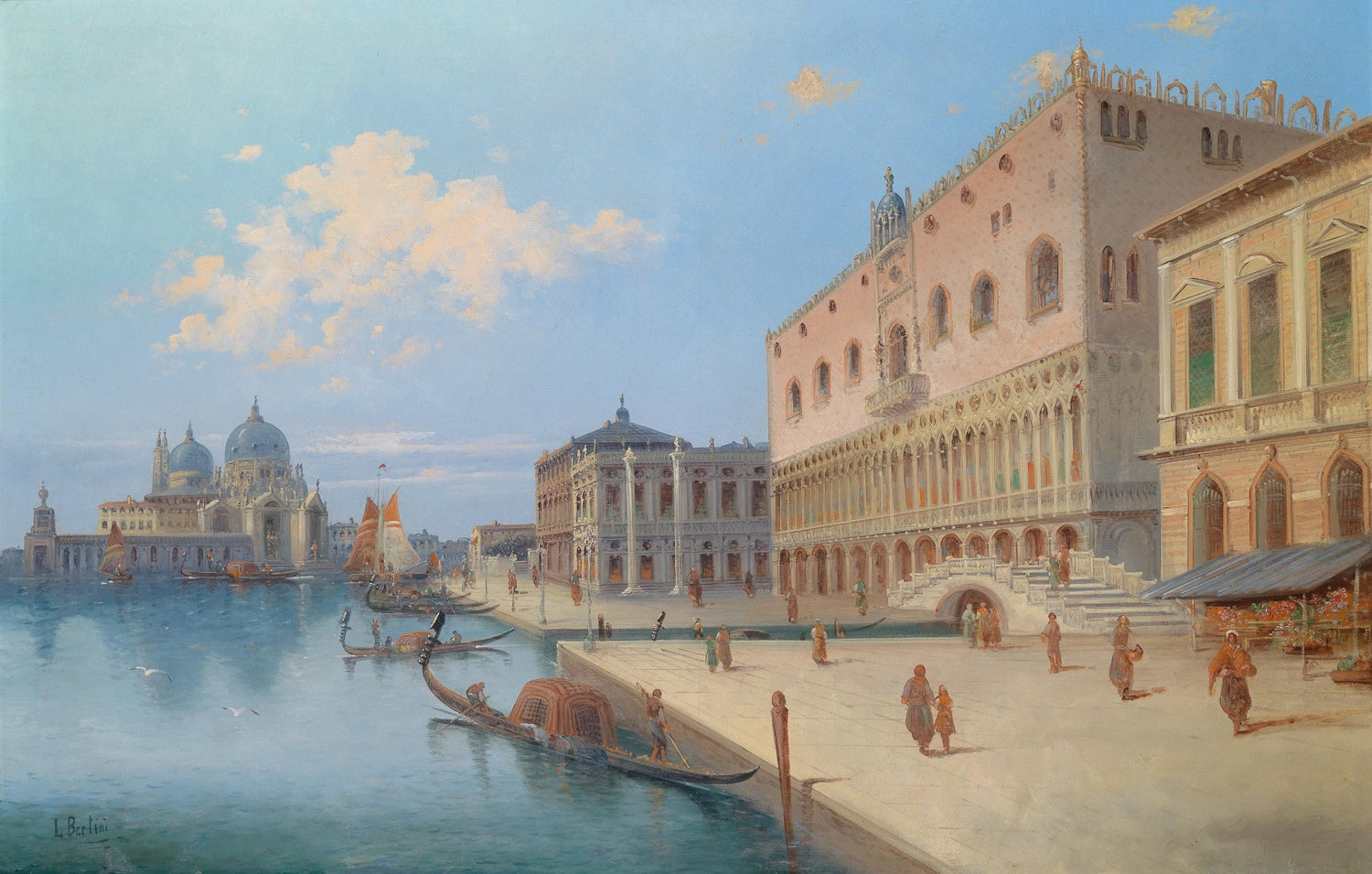Venetian Canal and Piazza with Gondolas – Landscape Oil Painting - Oil Painting Haven