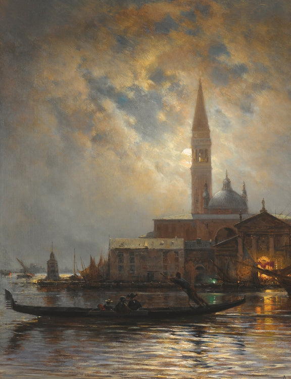 Venetian Canal at Dusk with Gondola | Hand - Painted Oil Painting - Oil Painting Haven