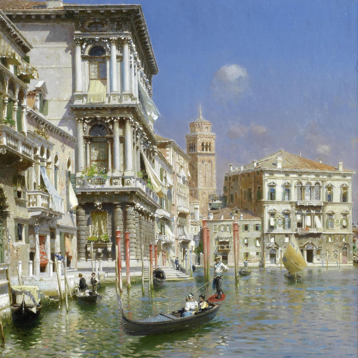 Venetian Canal, Gondolas, Historic Buildings – Landscape Oil Painting - Oil Painting Haven