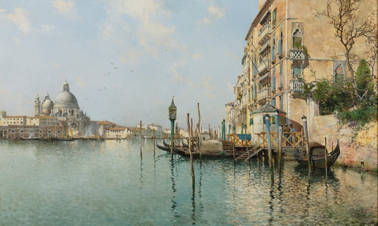 Venetian Canal, Gondolas, Historic Buildings – Landscape Oil Painting - Oil Painting Haven