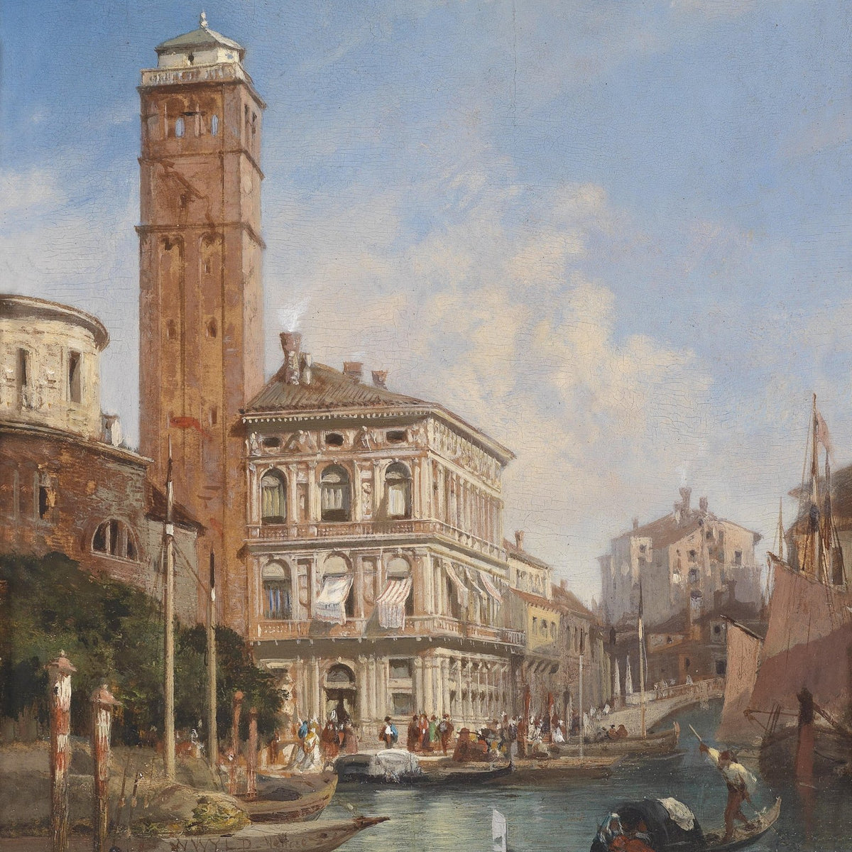 Venetian Canal, Gondolas, Historic Buildings – Landscape Oil Painting - Oil Painting Haven