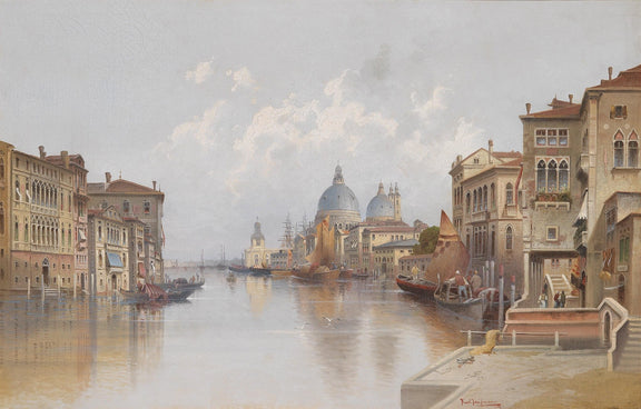 Venetian Canal, Sailing Boats, Historic Palaces – Landscape Oil Painting - Oil Painting Haven