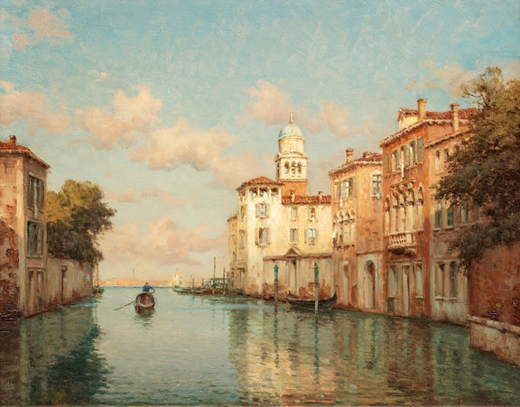 Venetian Canal with Gondola – Hand - Painted Landscape Oil Painting - Oil Painting Haven