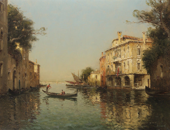 Venetian Canal with Gondola Reflections – Landscape Oil Painting - Oil Painting Haven
