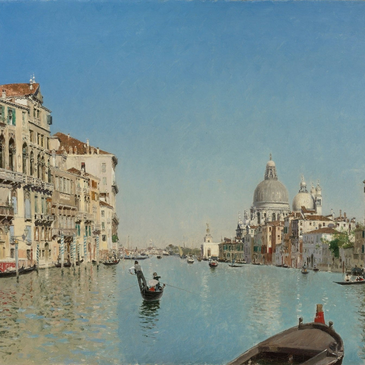 Venetian Canal with Gondolas and City View – Landscape Oil Painting - Oil Painting Haven