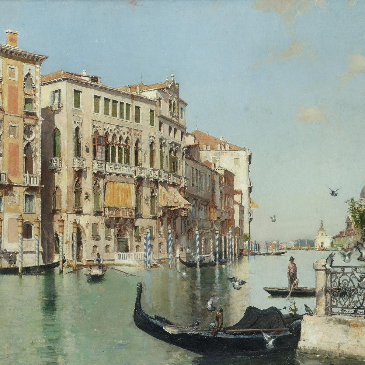 Venetian Canal with Gondolas and Palaces – Landscape Oil Painting - Oil Painting Haven