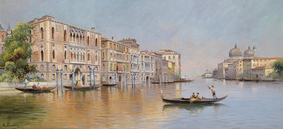 Venetian Canal with Gondolas | Hand - Painted Cityscape Oil Painting - Oil Painting Haven