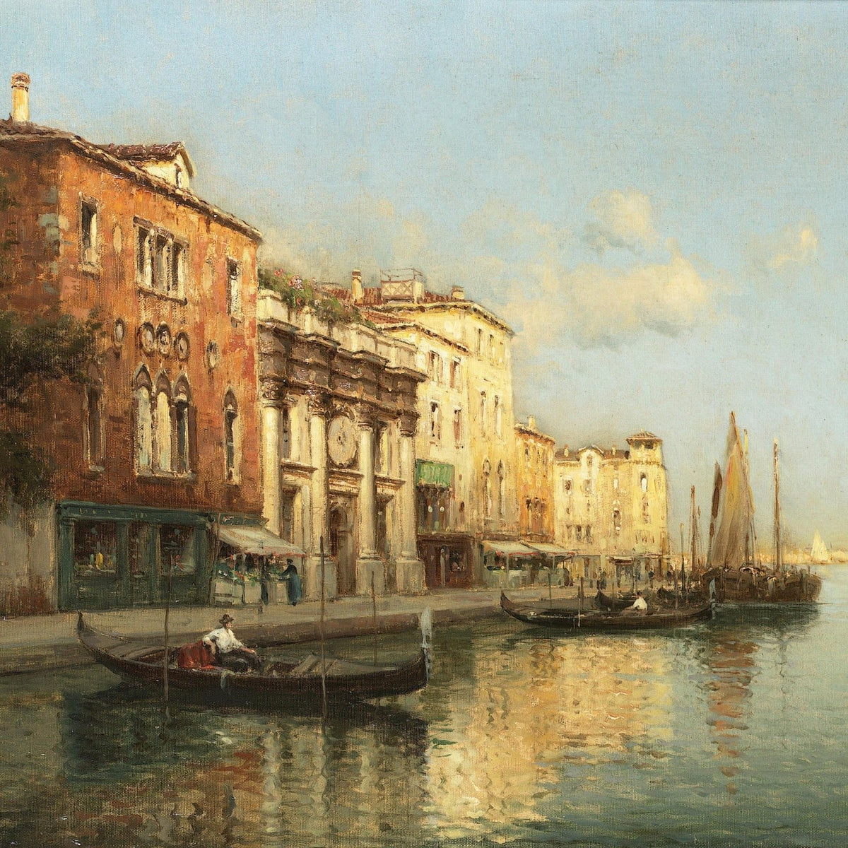 Venetian Grand Canal with Gondolas – Hand - Painted Oil Painting - Oil Painting Haven