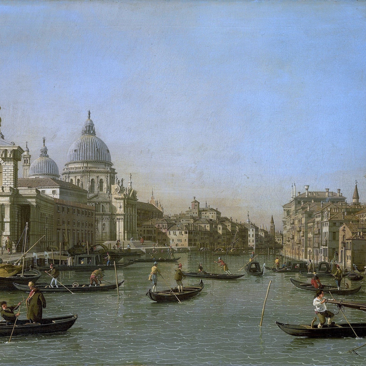 Hand-painted venice grand canal, santa maria della salute landscape oil painting on canvas