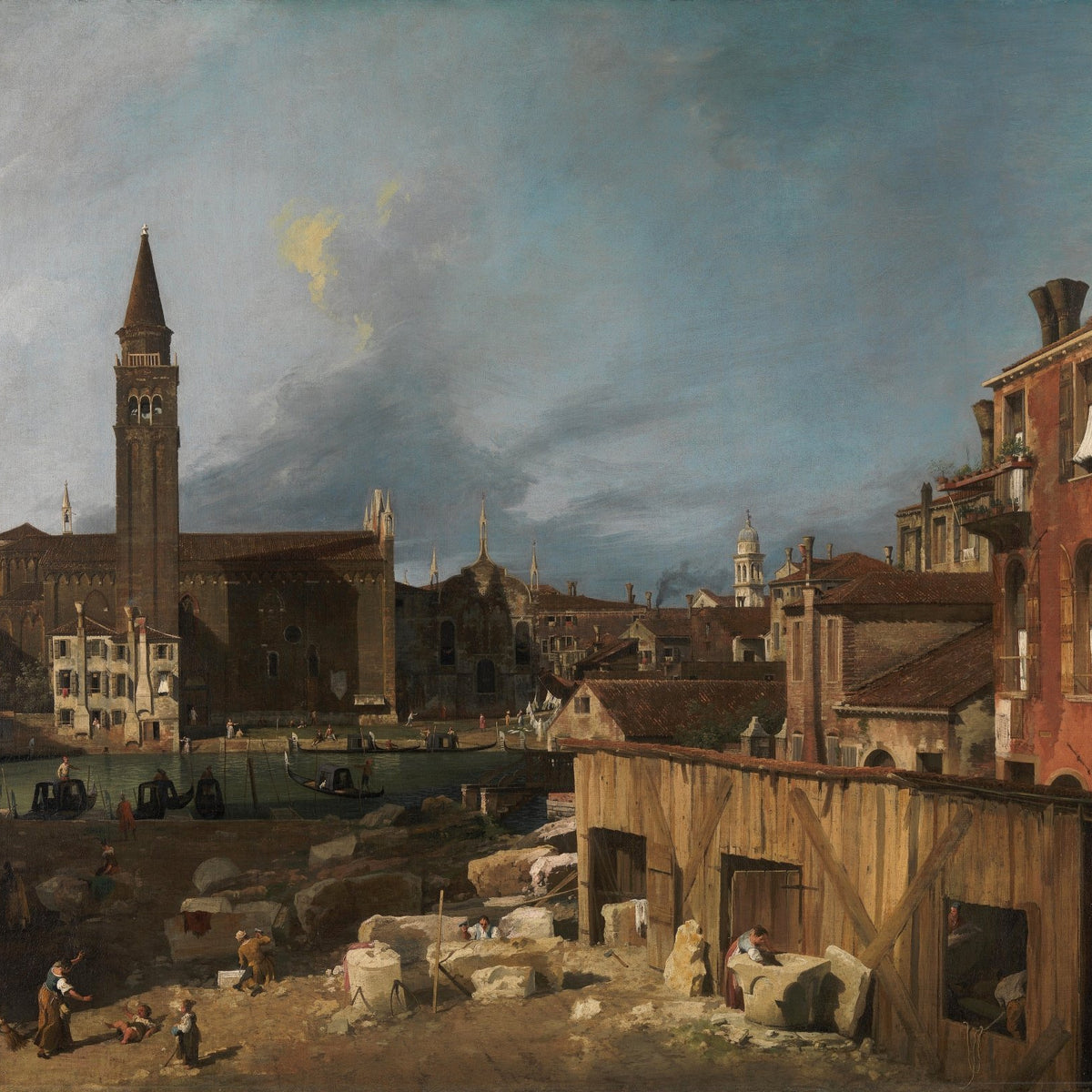 Venice Stonemason’s Yard Canal Scene - Landscape Oil Painting - Oil Painting Haven
