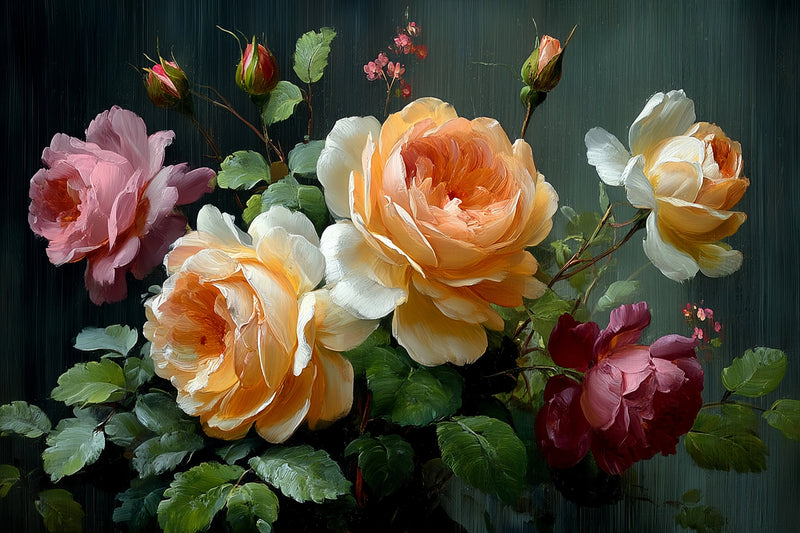 Vibrant Rose Bouquet Original Oil Painting For Sale - Oil Painting Haven