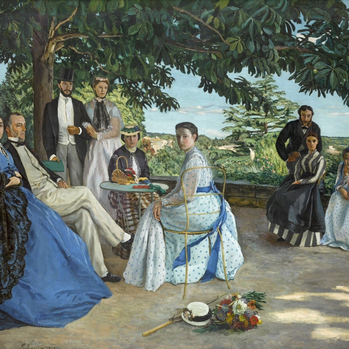 Victorian Family Gathering in Garden Terrace - People Oil Painting - Oil Painting Haven