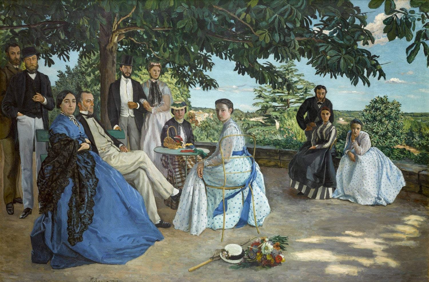 Victorian Family Gathering in Garden Terrace - People Oil Painting - Oil Painting Haven