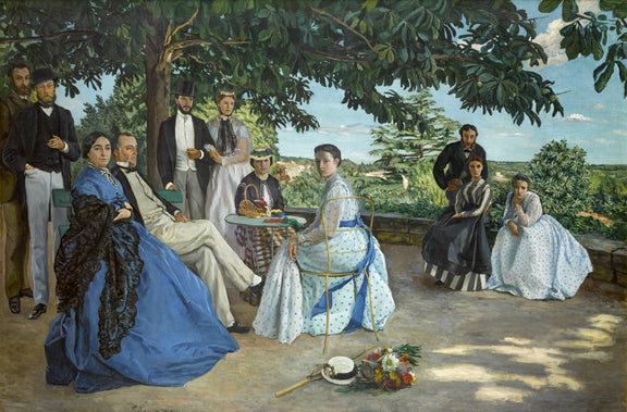 Victorian Family Gathering in Garden Terrace - People Oil Painting - Oil Painting Haven